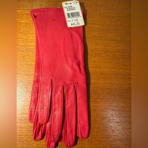 The Bay, Vintage Fuschia Leather Silk Lined Gloves NWT